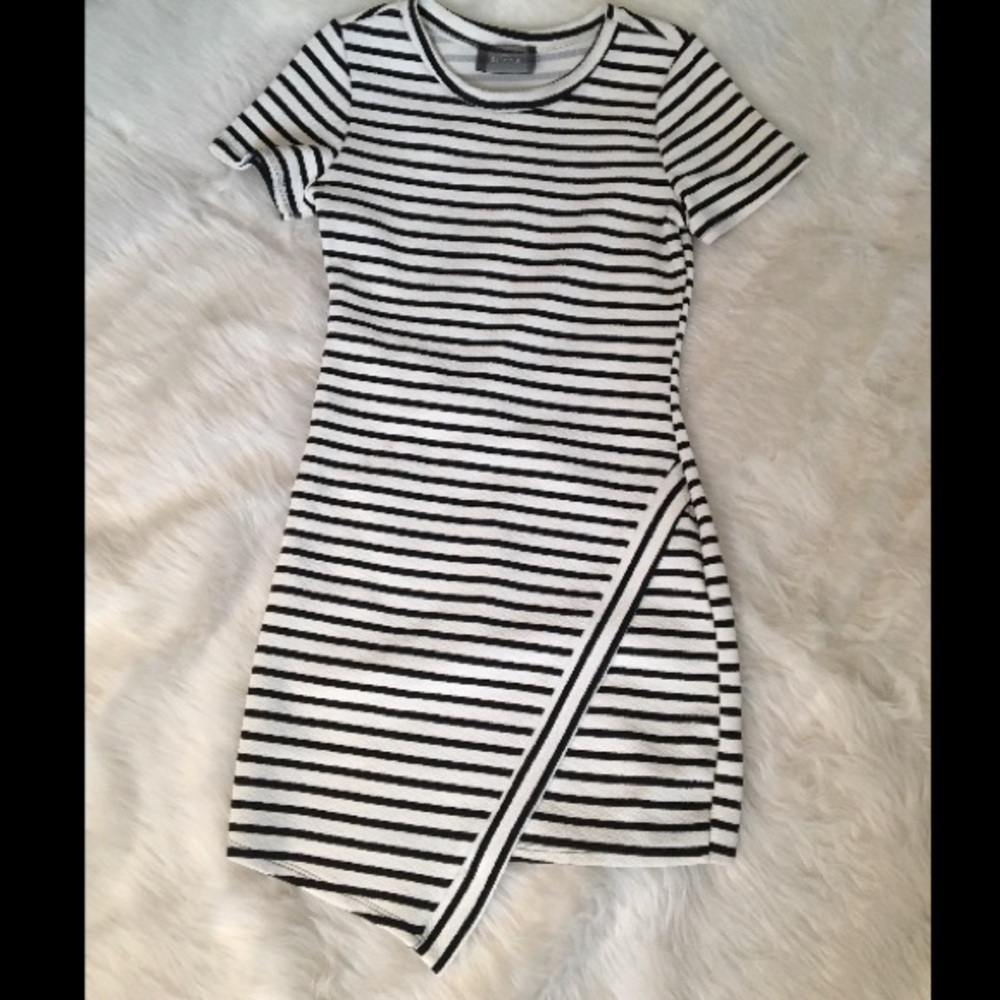 Black and White Striped Mini Dress